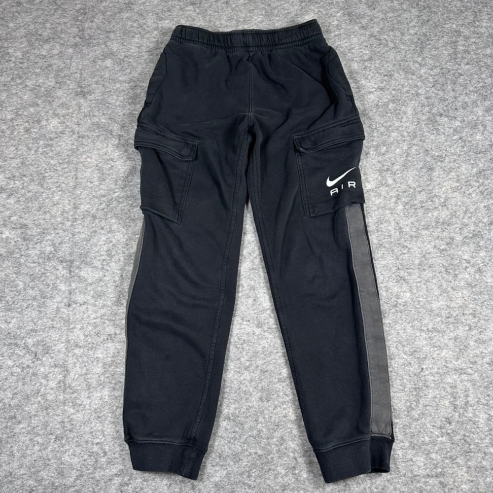 Nike Air Cargo Sweatpants Black Fleece Joggers Side Stripe Boys Large